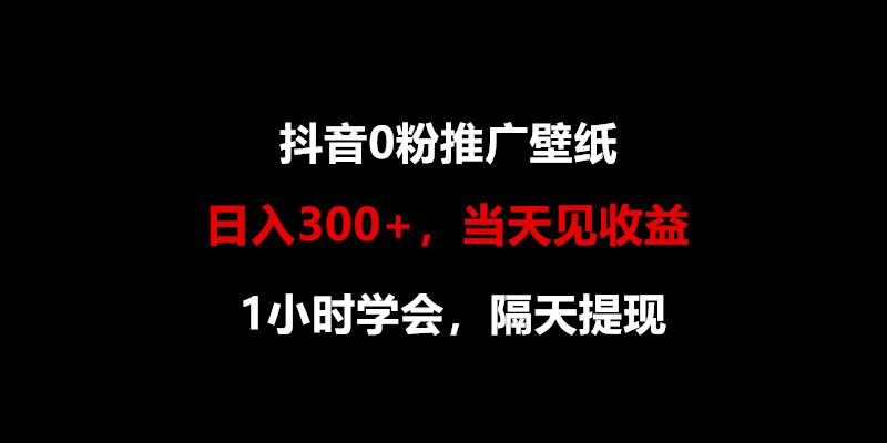 日入300+，抖音0粉推广壁纸，1小时学会，当天见收益，隔天提现-E家云商