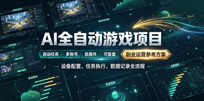 AI全自动游戏躺賺副业：日入几百，稳定运行三年的项目！【揭秘】-e家网