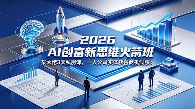 （18559期）2026 AI 创富新思维火箭班：某大佬3天私房课，一人公司实体获客商机洞察-e家网