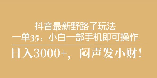 抖音最新野路子玩法，一单35，小白一部手机即可操作，，日入3000+，闷...-E家云商