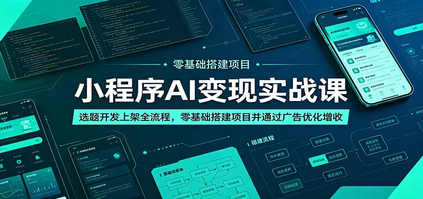 小程序AI变现实战课：选题开发上架全流程，零基础搭建项目并通过广告优化增收-e家网
