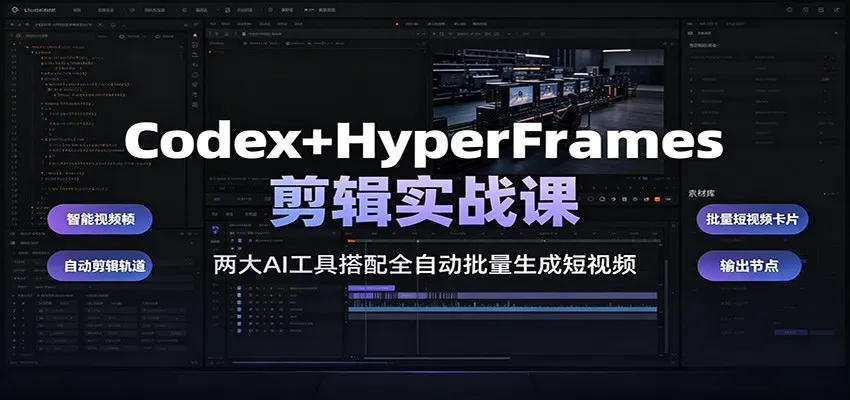 Codex+HyperFrames剪辑实战课：两大AI工具搭配全自动批量生成短视频-e家网