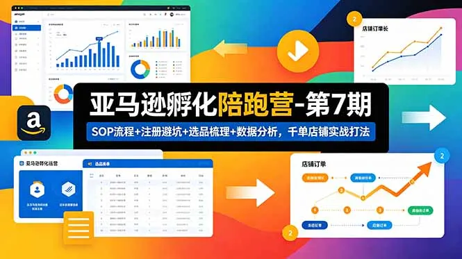 亚马逊孵化陪跑营-第7期：SOP流程+注册避坑+选品梳理+数据分析，千单店铺实战打法(更新0625-e家网