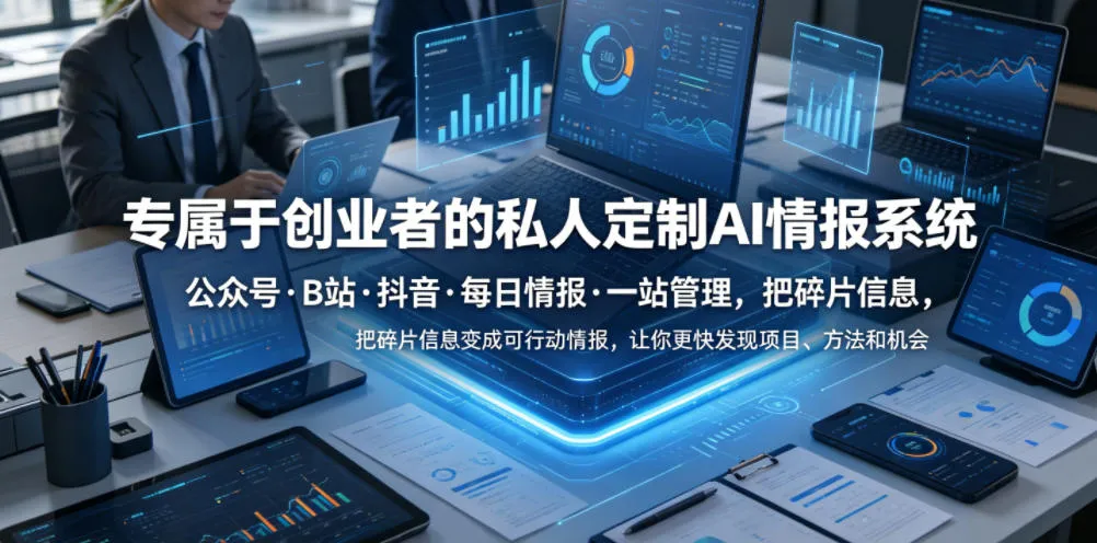 专属于创业者的私人定制AI情报系统，公众号·B站·抖音·每日情报·一站管理，把碎片信息变成可行动情报，让你更快发现项目、方法和机会-e家网