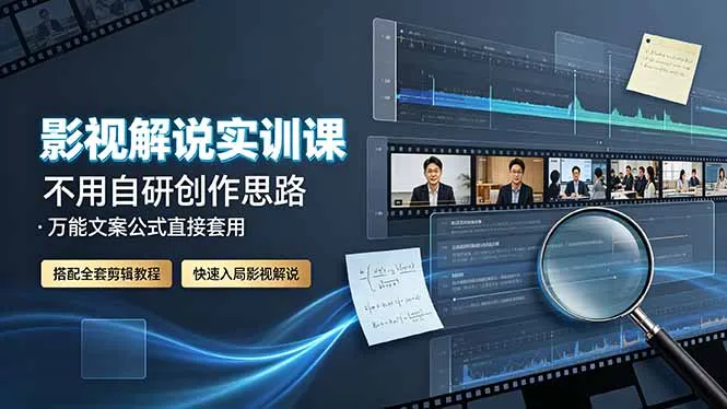 影视解说实训课：不用自研创作思路，万能文案公式直接套用，搭配全套剪辑教程，快速入局影视解说-e家网