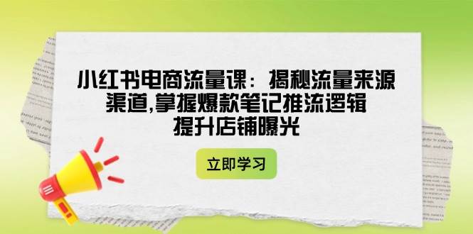 小红书电商流量课：揭秘流量来源渠道,掌握爆款笔记推流逻辑,提升店铺曝光-E家云商