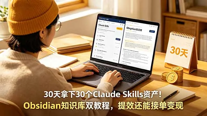 30天拿下30个Claude Skills资产！Obsidian知识库双教程，提效还能接单变现-e家网