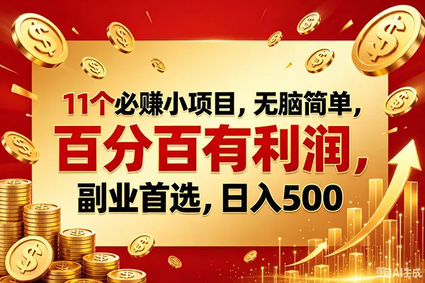 （18851期）11个必赚的小项目，百分百赚元子，无脑简单，副业首选，日入500+-e家网