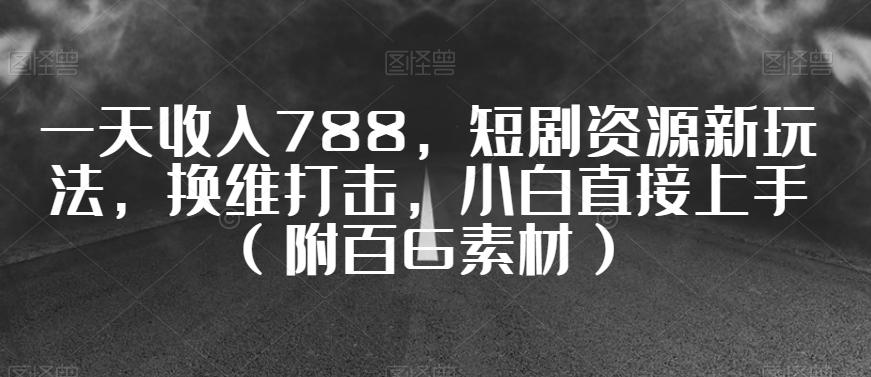 一天收入788，短剧资源新玩法，换维打击，小白直接上手（附百G素材）【揭秘】-w 刷的