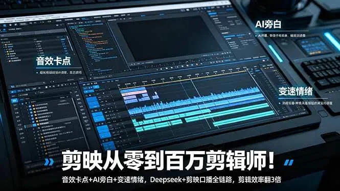 （18867期）剪映从零到百万剪辑师！音效卡点+AI旁白+变速情绪，Deepseek+剪映口播全链路，剪辑效率翻3倍-e家网