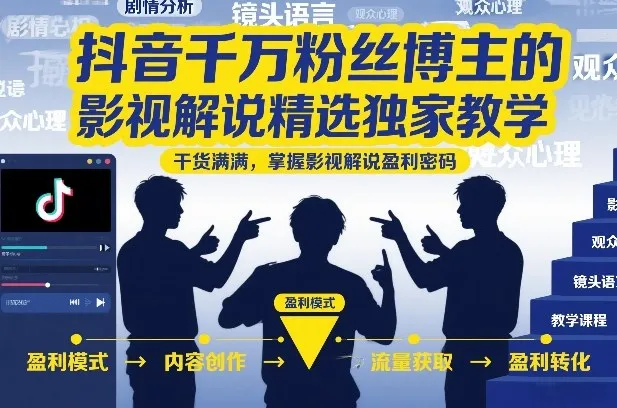 抖音千万粉丝博主的影视解说精选独家教学，干货满满，掌握影视解说盈利密码(更新)-e家网