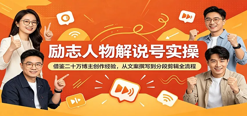 励志人物解说号实操：借鉴二十万博主创作经验，从文案撰写到分段剪辑全流程-e家网