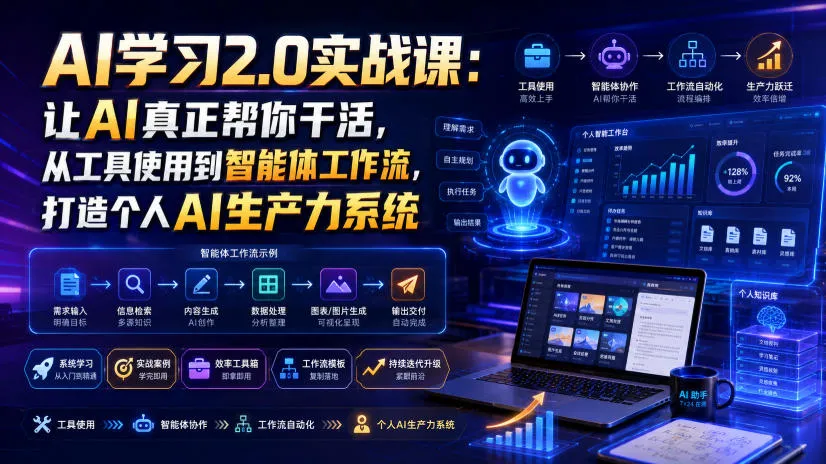 AI学习2.0实战课：让AI真正帮你干活，从工具使用到智能体工作流，打造个人AI生产力系统-e家网