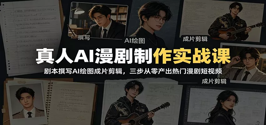 真人AI漫剧制作实战课：剧本撰写AI绘图成片剪辑，三步从零产出热门漫剧短视频-e家网