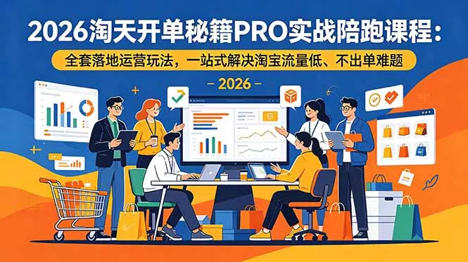 2026淘天开单秘籍PRO实战陪跑课程：全套落地运营玩法，一站式解决淘宝流量低、不出单难题-e家网