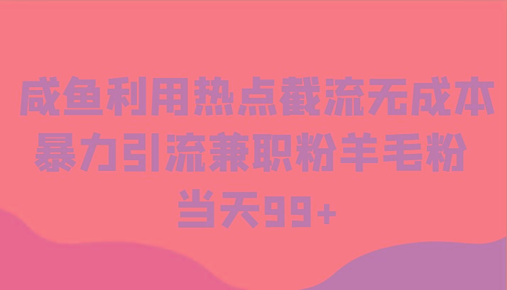 咸鱼利用热点截流无成本暴力引流兼职粉羊毛粉 当天99+-E家云商