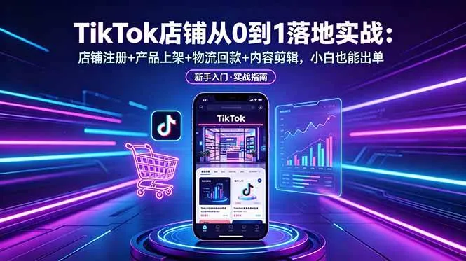 （18862期）TikTok店铺从0到1落地实战：店铺注册+产品上架+物流回款+内容剪辑，小白也能出单-e家网