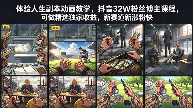 体验人生副本动画教学， 抖音32W粉丝博主课程，可做精选独家收益，新赛道新涨粉快-e家网