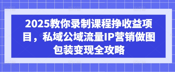 2025教你录制课程挣收益项目，私域公域流量IP营销做图包装变现全攻略-E家云商