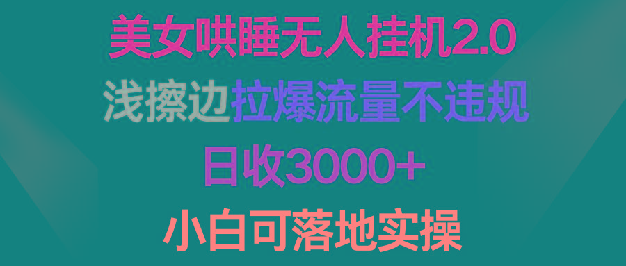 (9905期)美女哄睡无人挂机2.0，浅擦边拉爆流量不违规，日收3000+，小白可落地实操-E家云商
