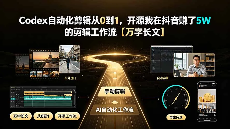 Codex自动化剪辑从0到1，开源我在抖音赚了5W 的剪辑工作流【万字长文】-e家网