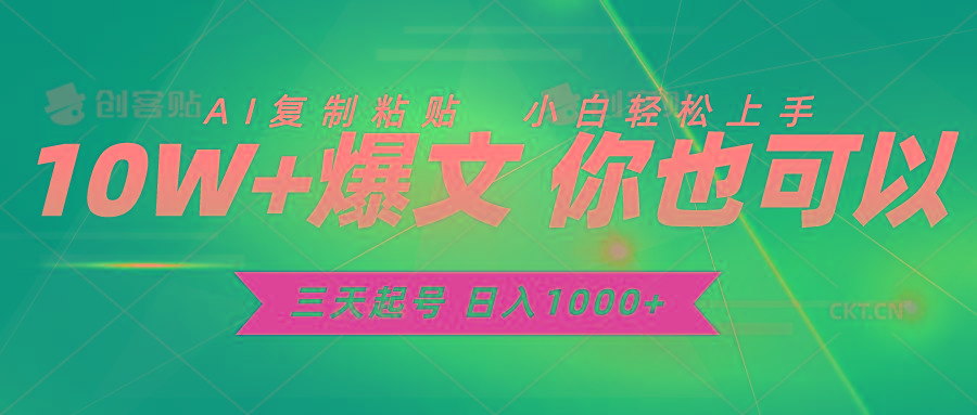 三天起号 日入1000+ AI复制粘贴 小白轻松上手-E家云商